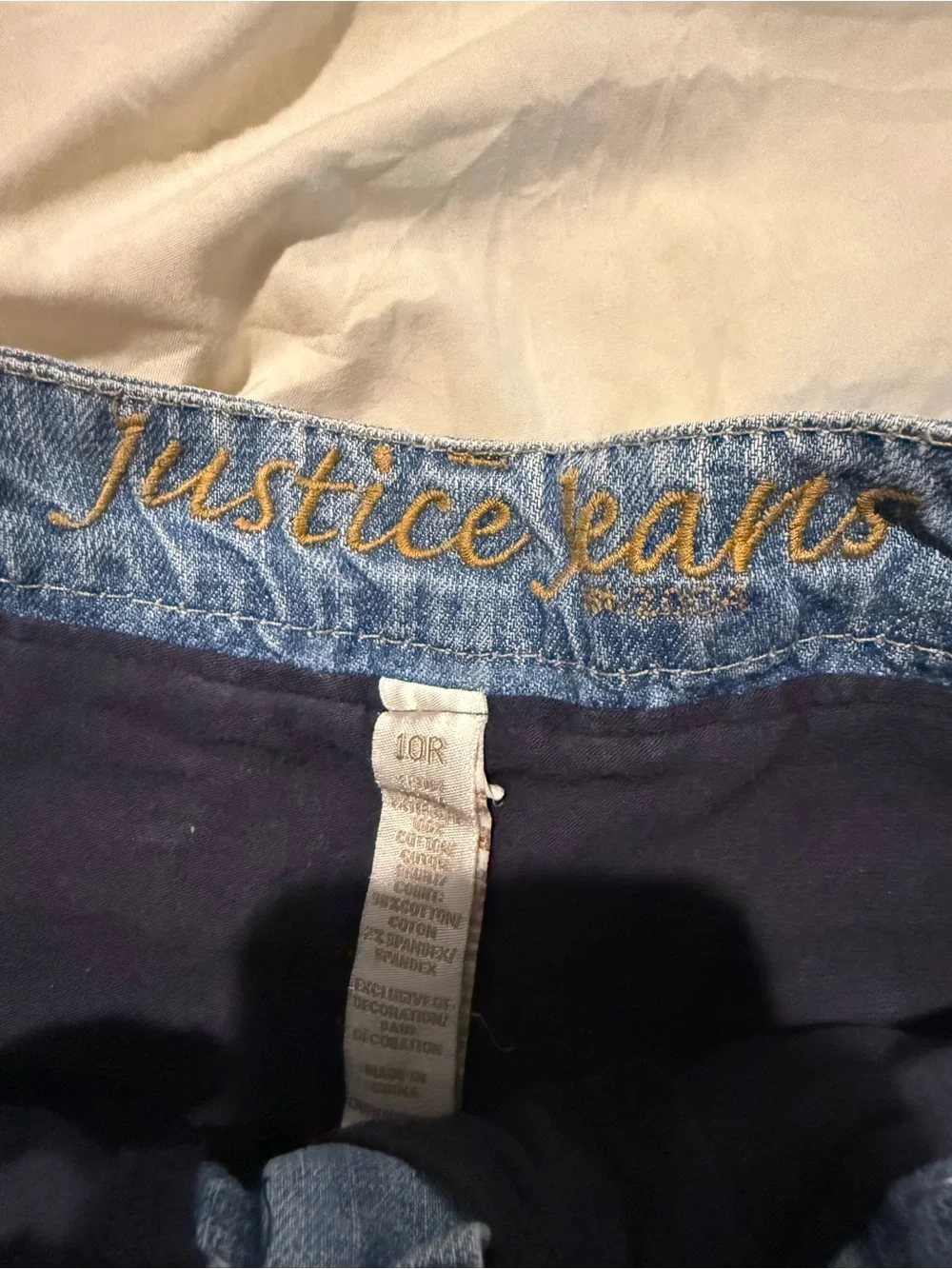 Justice Girls Denim Skort Size 10R Light Wash Skirt with Built-In Shorts